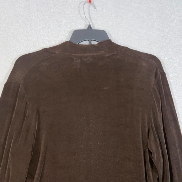 Chicos Cardigan Womens 2 Brown Rhinestones Long Sleeve Boat Neck Casual Sweater - Picture 8 of 13